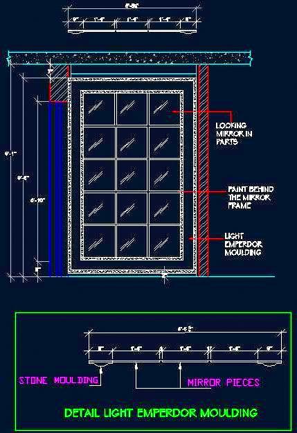 Accent Wall Design Free DWG- Italian Marble & Mirrorwork